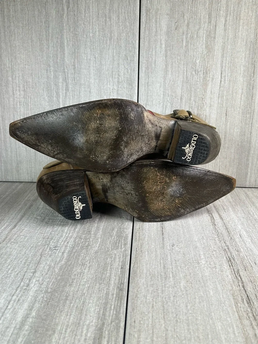 Old Gringo Joy Taupe Western Buckle Strap Ankle Heeled Booties Women’s Size 7 B